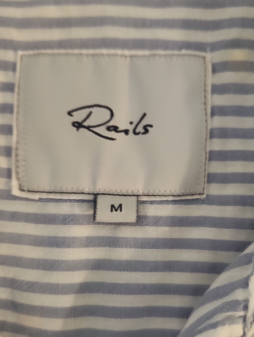 Rails Taylor Embroidered Citrus Button Down Shirt Size Mefium Blue Stripe Cotton - Picture 6 of 9